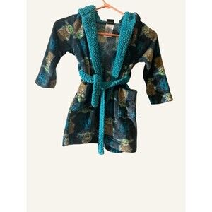 Star Wars blue baby Yoda fleece/sherpa bath robe with belt tie Size 4T